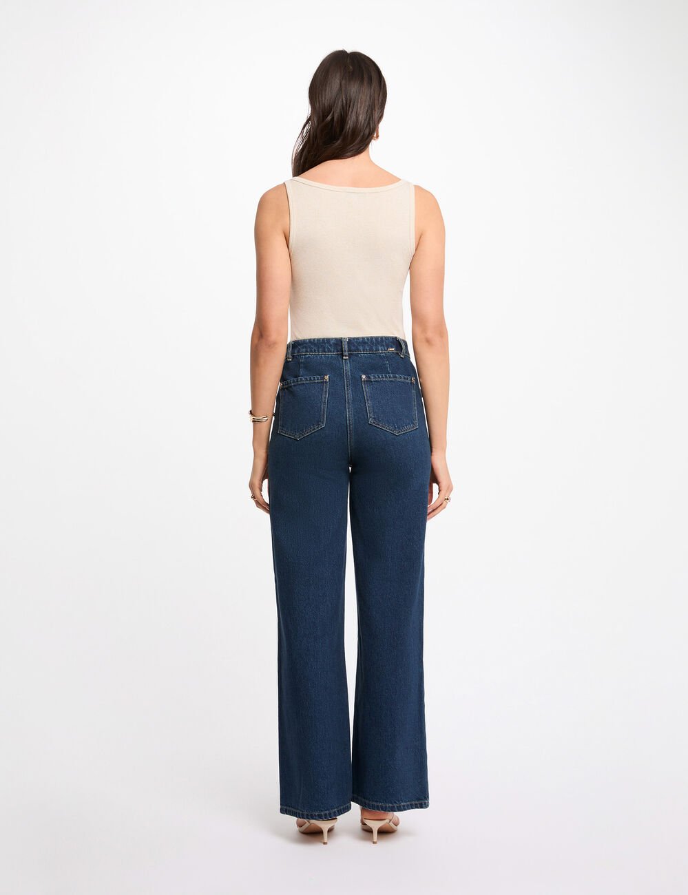 T-shirt cintr&eacute; col rond blanc femme