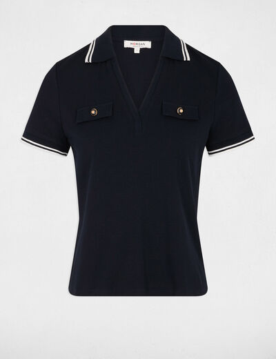 Getailleerd poloshirt marineblauw vrouw