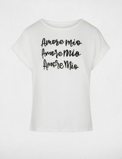 T-shirt met ronde hals helder wit vrouw