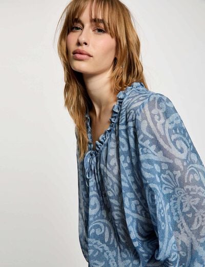 Top manches bouffantes multicolore femme