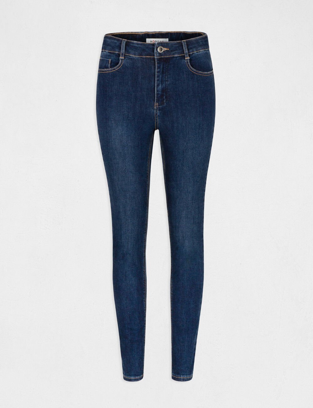 Jeans slim taille haute 7/8&egrave;me jean brut femme