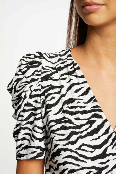 T-shirt met korte mouwen zebraprint meerkleurig vrouw