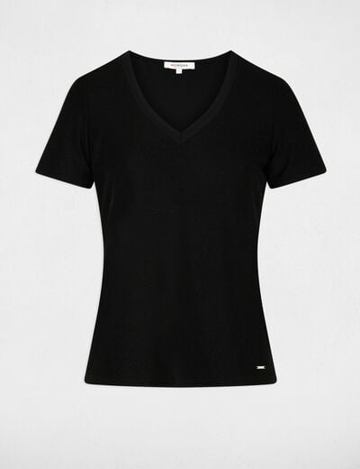 Getailleerd V-hals T-shirt zwart vrouw