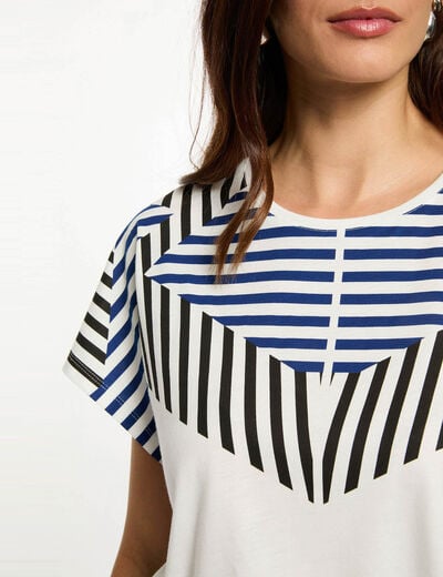 T-shirt court col rond blanc femme