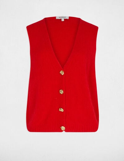 Pull sans manches rouge femme