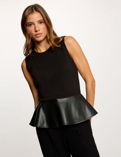 t shirt cintre similicuir noir femme zwart vrouw