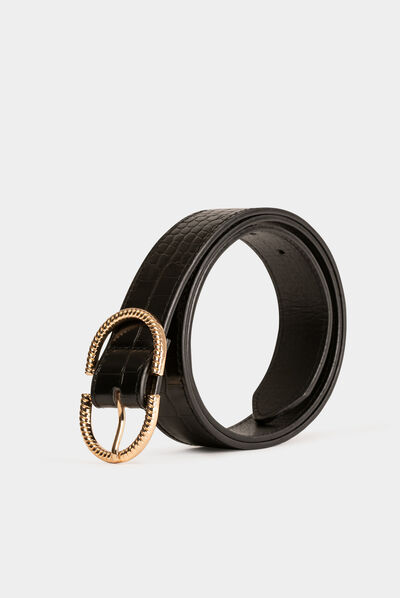 Ceintuur met krokodillenlook zwart vrouw