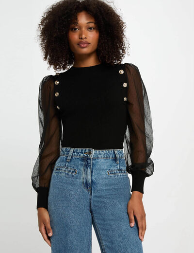 Pull col montant noir femme