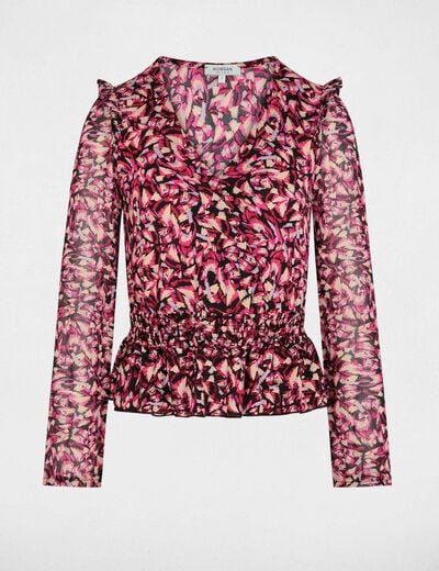 Getailleerd T-shirt met hoge hals meerkleurig vrouw