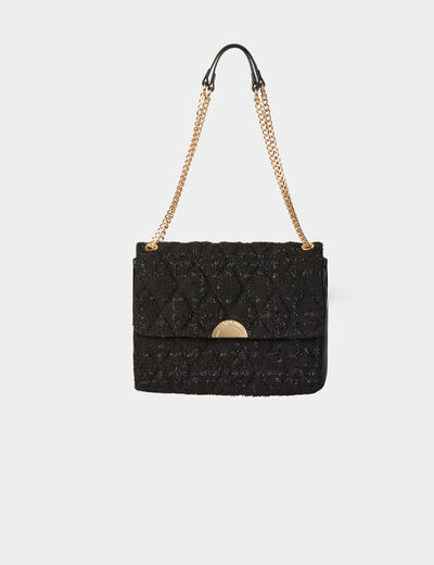 Sac tweed métallisé noir femme