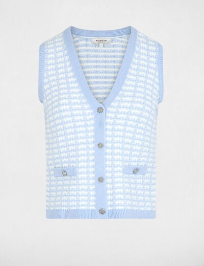 Getailleerd vest met V-hals hemelsblauw vrouw