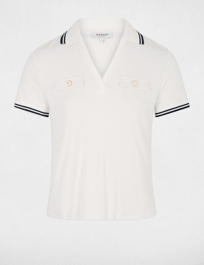 T-shirt polo cintré blanc femme