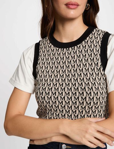 Pull sans manches imprimé sable femme