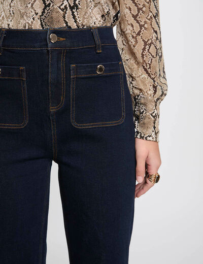 Pantalon jambe large 7/8ème denim brut femme