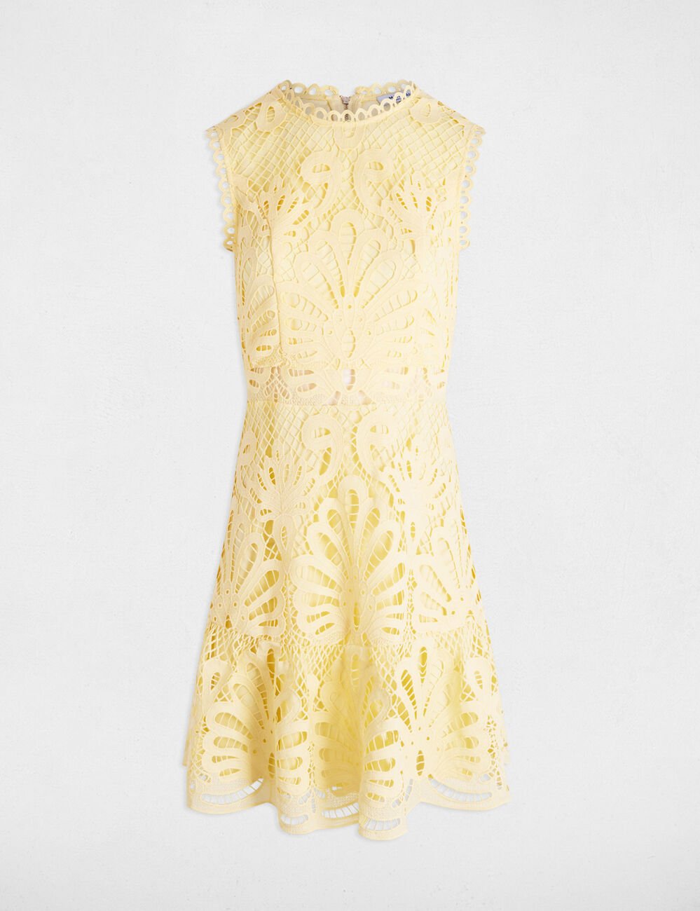 Korte kanten trapeze jurk lichtgeel vrouw