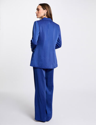 Pantalon droit fluide bleu electrique femme