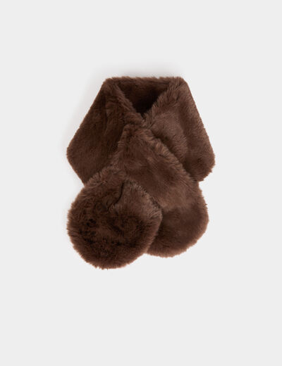&Eacute;charpe fausse fourrure marron fonc&eacute; femme