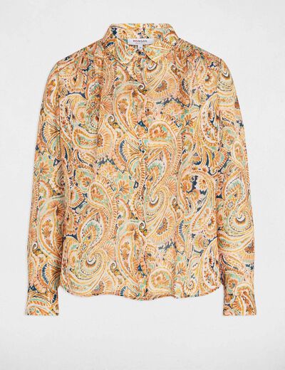 Top satin col &agrave; revers multicolore femme