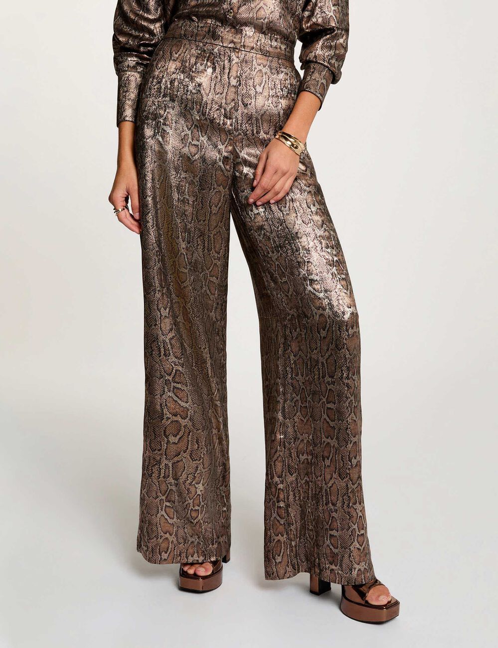pantalon large satine multicolore femme meerkleurig vrouw