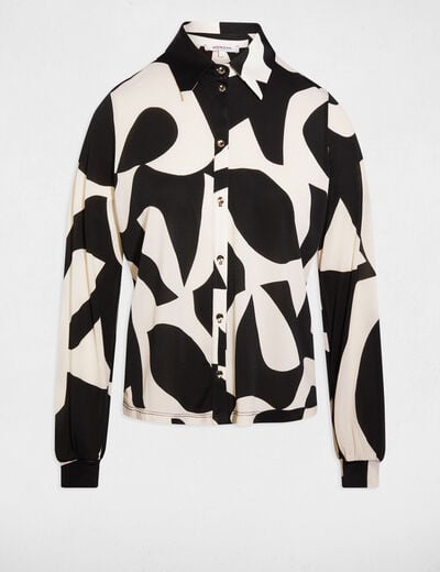 T-shirt met omgeslagen kraag helder wit vrouw