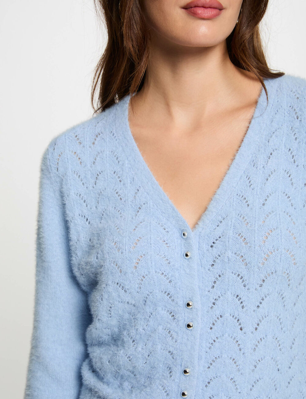 Vest met lange mouwen hemelsblauw vrouw