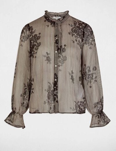 Chemise imprimée col montant multicolore femme