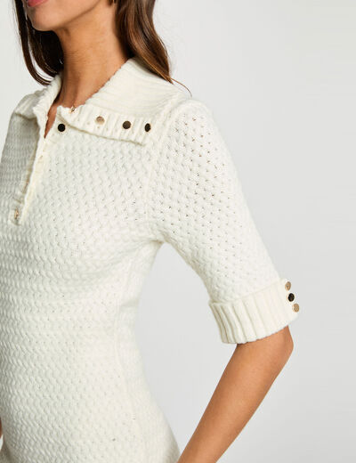 Robe courte col camionneur blanc femme