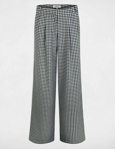 Pantalon large &agrave; plis noir femme