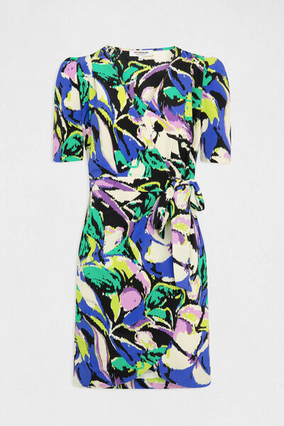 Overslagjurk met abstracte print meerkleurig vrouw