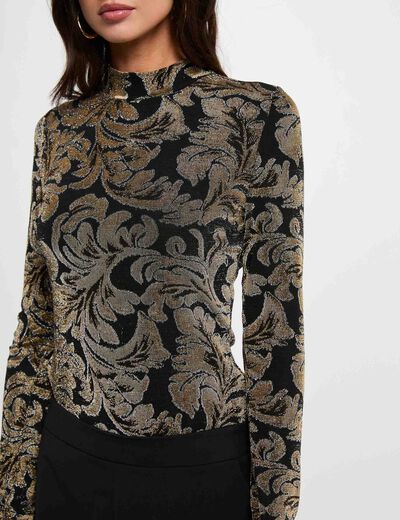 T-shirt met hoge hals zwart vrouw
