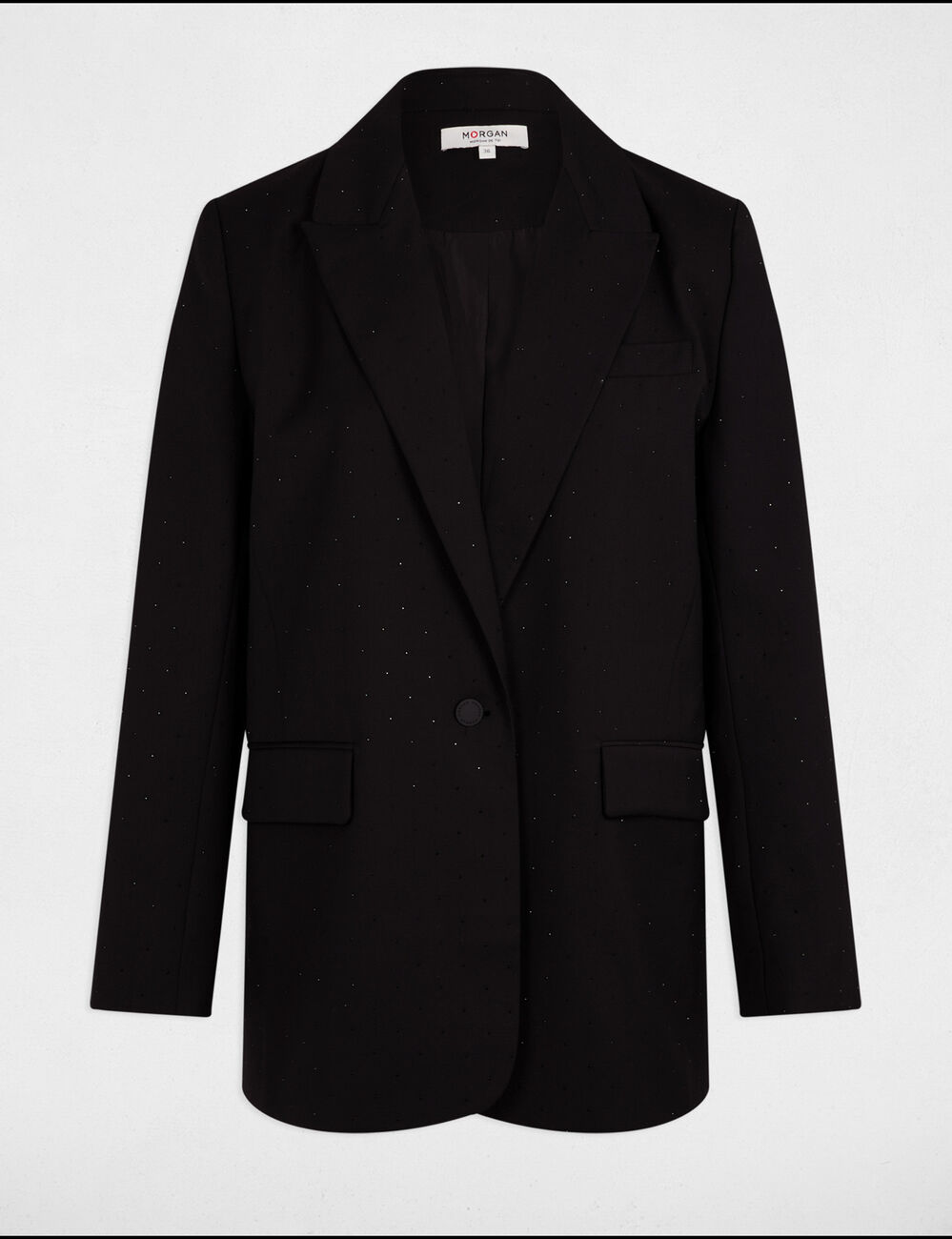 Lang blazer met pailletten zwart vrouw