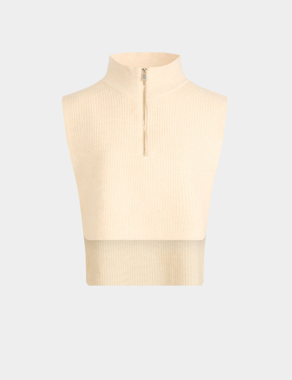 Haut sans manches col zipp&eacute; ivoire femme