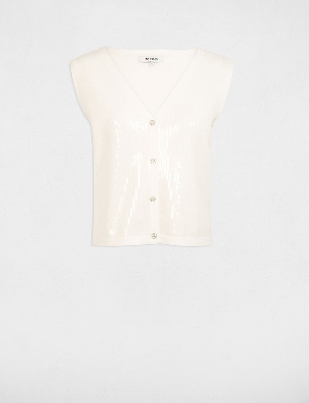 Gilet sans manches col v blanc femme