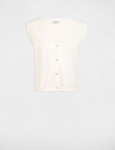 Gilet sans manches col v blanc femme