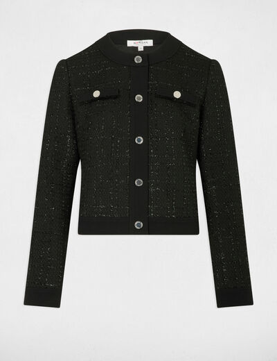 Veste courte ajustée noir femme