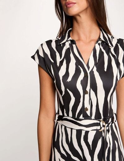 Lange jurk met reverskraag meerkleurig vrouw