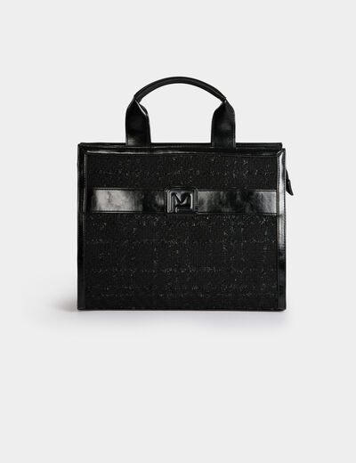 Tweed shopper zwart vrouw