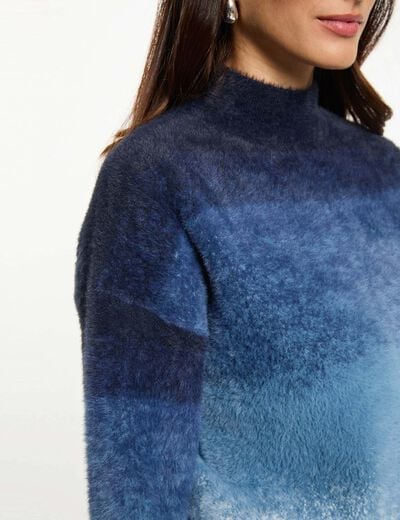 Trui met hoge hals bleu vrouw