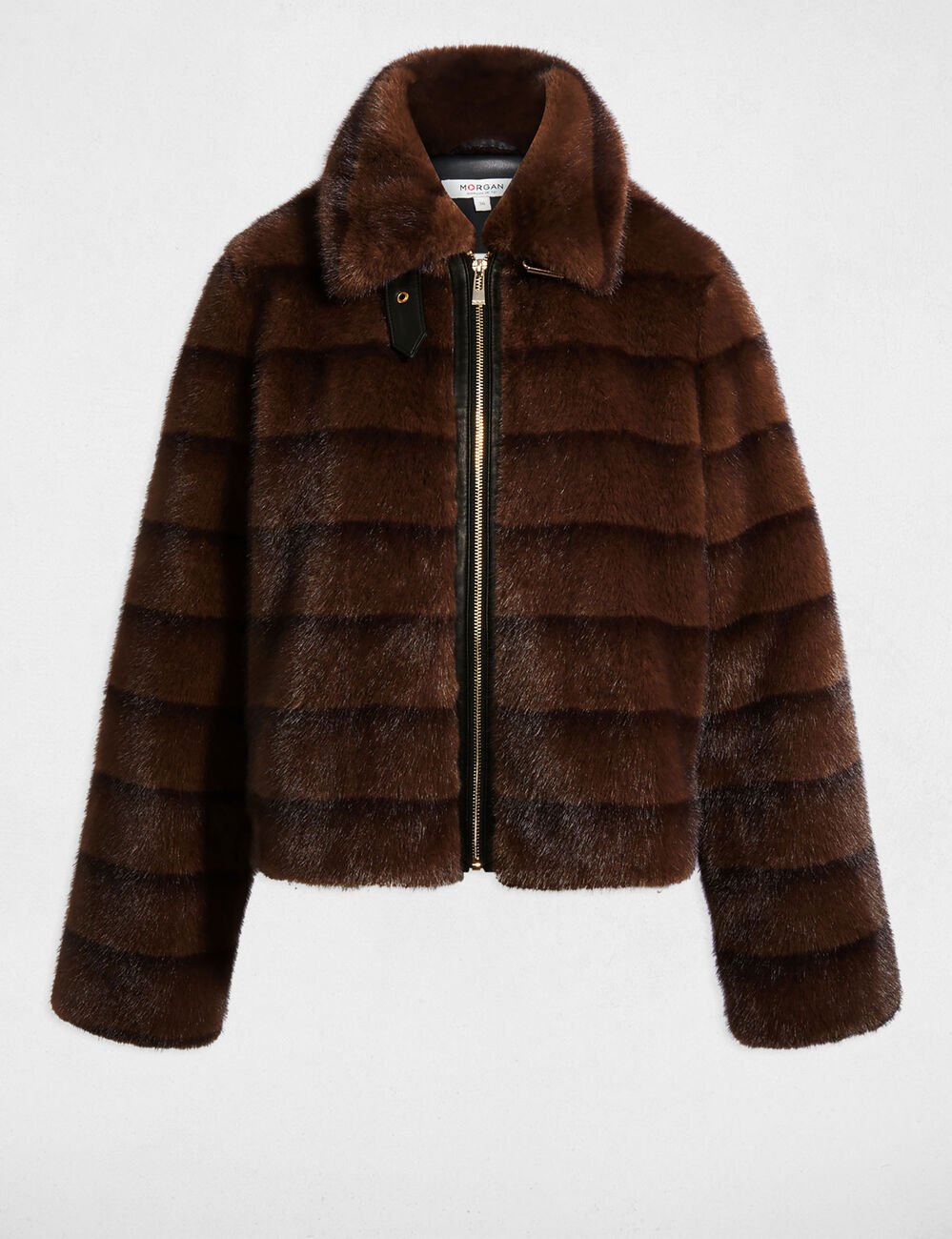 Kort jasje van imitatiebont bruin vrouw