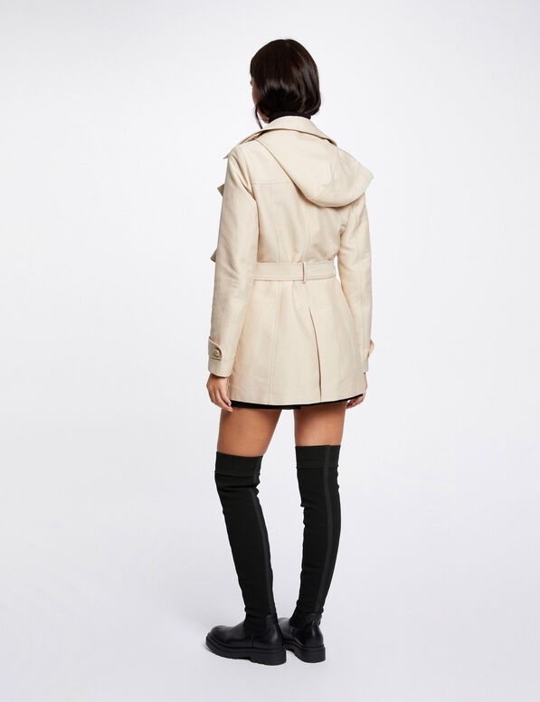 Getailleerde trenchcoat met capuchon zand vrouw