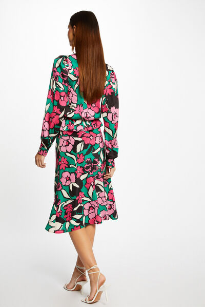 Trapezejurk met bloemenprint veelkleurig vrouw