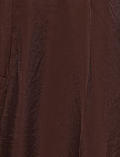 Pantalon large taille haute marron fonc&eacute; femme