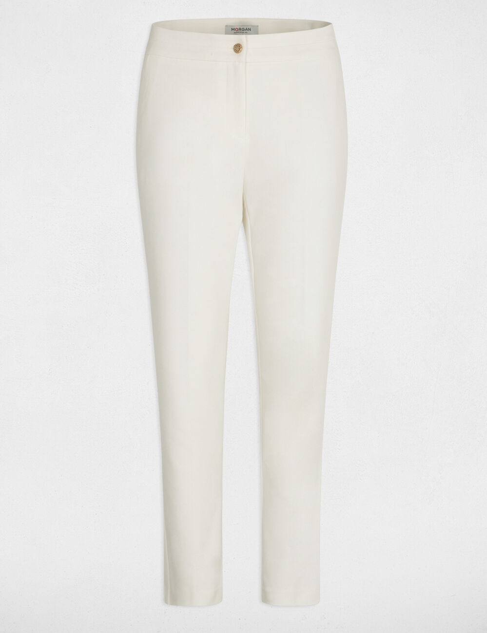 Pantalon city droit 7/8ème ecru femme