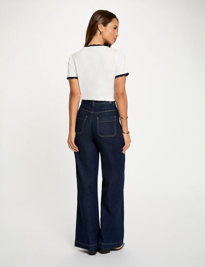 T-shirt cintr&eacute; col v blanc femme