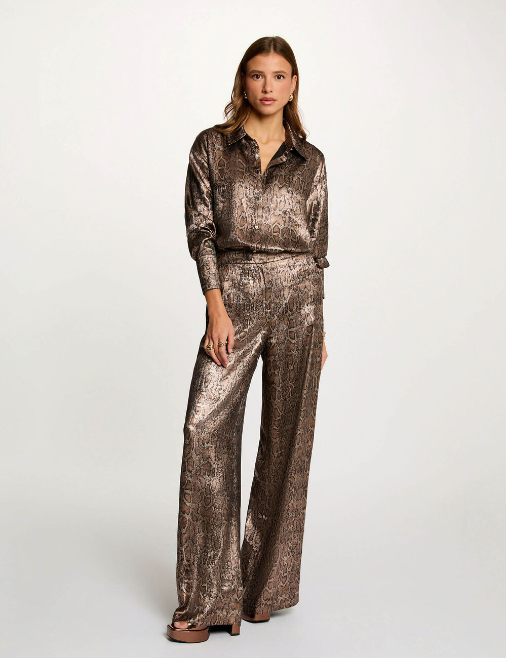 Satijnen python blouse meerkleurig vrouw