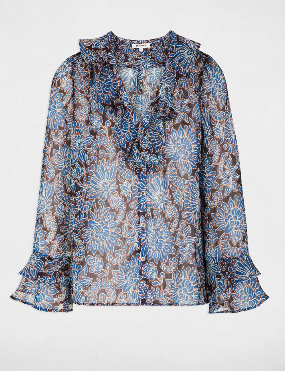 Chemise voile ajust&eacute;e multicolore femme