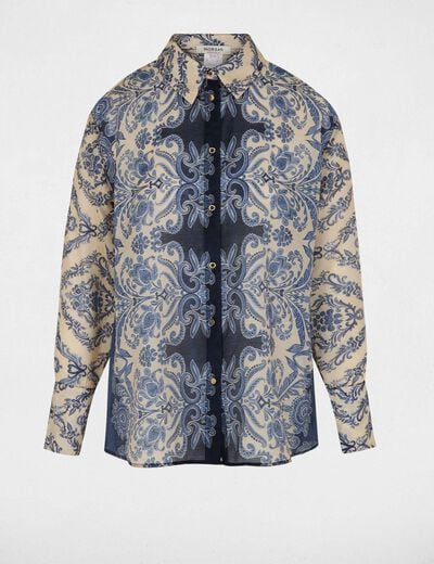 Chemise imprim&eacute;e col &agrave; revers multicolore femme