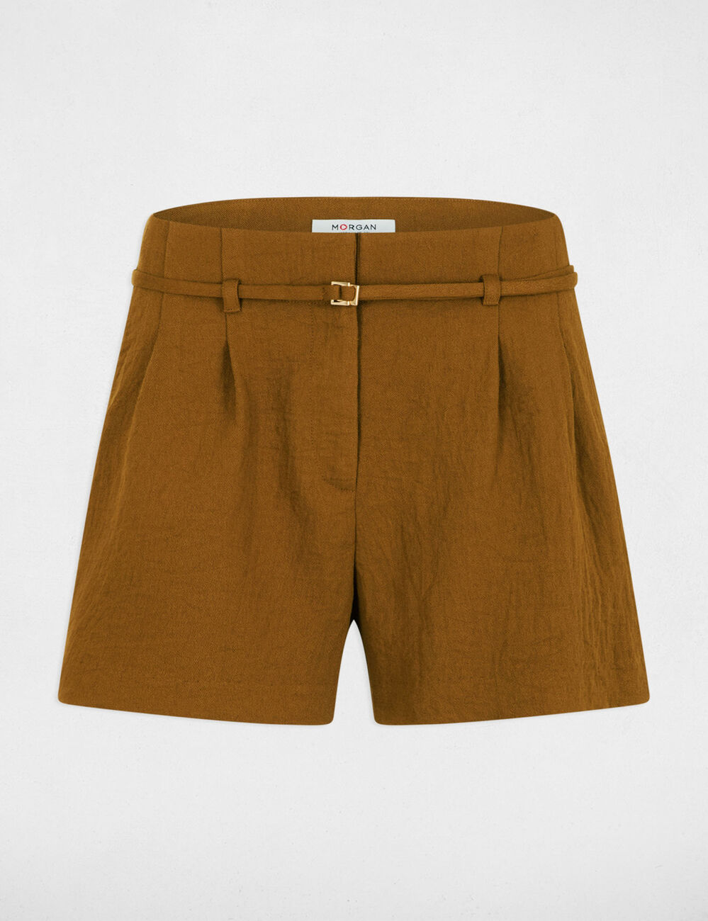 High-waist short camel vrouw