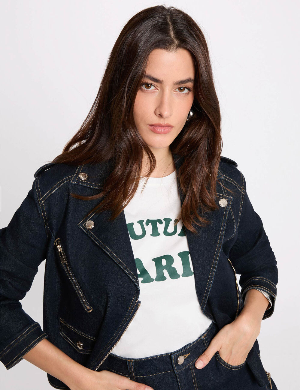 Veste jean oversize bleu femme