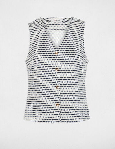 Veston sans manches imprimé bleu marine femme
